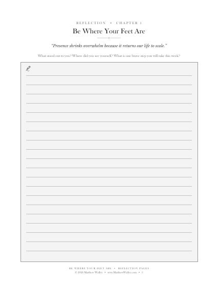 Sample page from the Reflection Pages